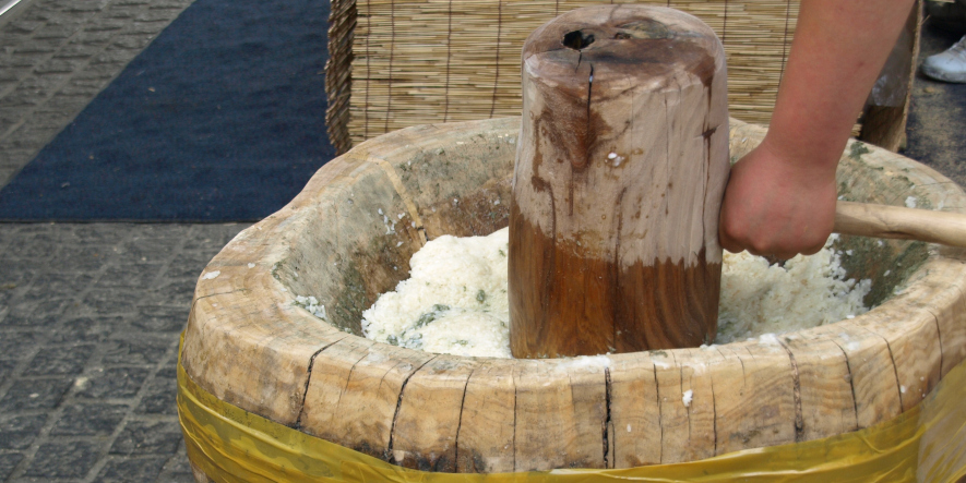 Hand Pouded Rice Banner